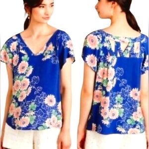 Anthropologie Maeve Tri-Cut Floral Blouse